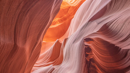 Colorful abstract waves in famous Antelope Canyon, Arizona