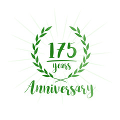 175 years anniversary celebration logo. Anniversary watercolor design template. Vector and illustration.