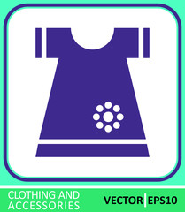 Baby dress, beautiful dress for a little girl. Vector Icon. Simple vector illustration for graphic and web design. 