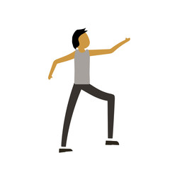 light color shading caricature full body guy with hairstyle running vector illustration