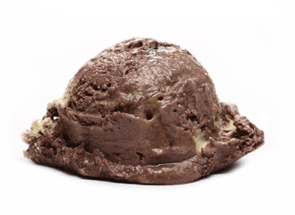 Chocolate ice cream ball isolated on white