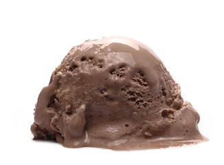 Chocolate ice cream ball isolated on white