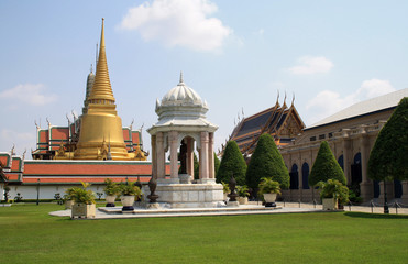 07 February 2019, Bangkok, Thailand, Royal Palace temple complex. Buildings and architectural elements.