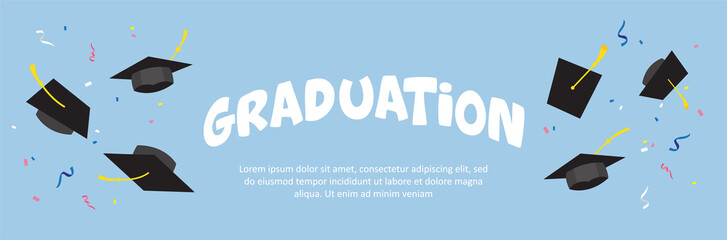 Graduating black caps up in the air-vector