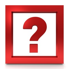 question mark icon interrogation point sign query symbol red 3d render isolated on white background