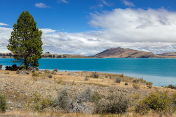 Scenic view of colourful Lake Tekapo