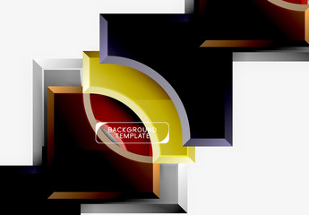 3d futuristic shapes vector abstract background made of glossy pieces with light effects