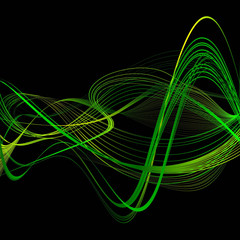 Abstract Green and Yellow Pattern with Waves. Striped Linear Texture. Raster. 3D Illustration