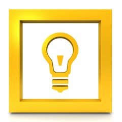 idea light bulb sign 3d yellow gold sign symbol icon