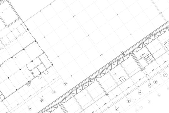 Background -architectural technical drawing of industrial building