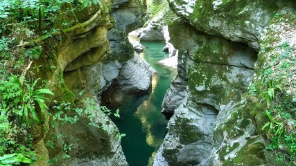 Martvili Canyon, a deep gash through the soft rock in Republic of Georgia