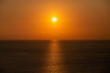 Sunny sunset on the sea