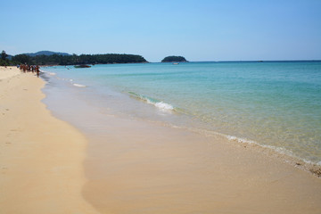 February 11, 2019. Karon beach, Thailand. Sand and sea, Sunny day on the beach.