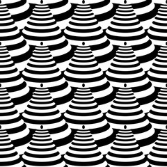 Seamless black and white pattern. 3D illusion.