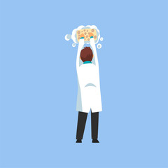 Male Professional Doctor Character with Sponge and Foam, Dentist Working in Medical Clinic or Hospital in White Lab Coat, Back View Vector Illustration