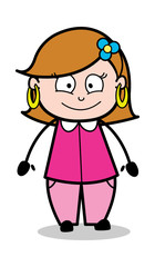 Smiling - Retro Cartoon Female Housewife Mom Vector Illustration