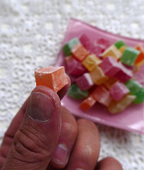 color and fruity Turkish delight, tiny Turkish delight,