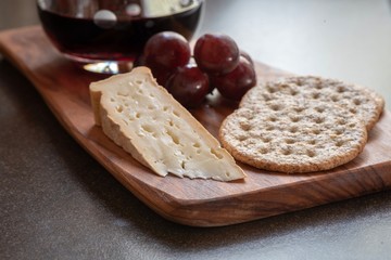 Traditional wine and cheese snack.