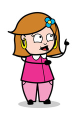 Discussing - Retro Cartoon Female Housewife Mom Vector Illustration