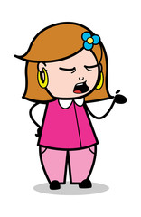 Hand Gesture While Talking - Retro Cartoon Female Housewife Mom Vector Illustration