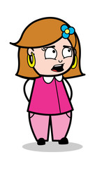 Discomfort - Retro Cartoon Female Housewife Mom Vector Illustration