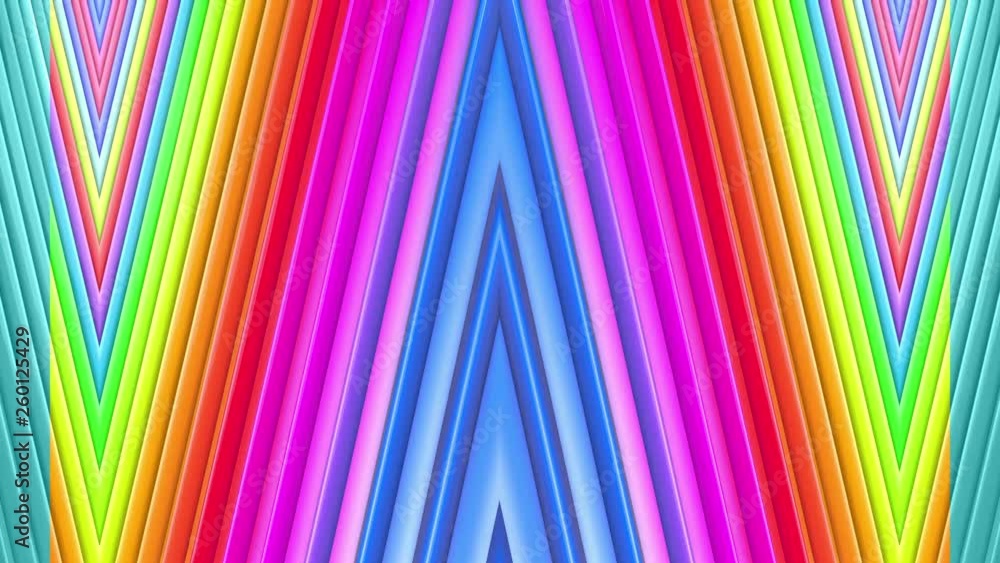 Poster abstract 3d seamless bright background in 4k with rainbow tapes. rainbow multicolored stripes move c