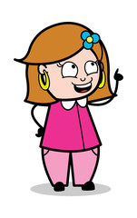 Pointing Finger - Retro Cartoon Female Housewife Mom Vector Illustration