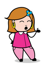 Laughing on Joke - Retro Cartoon Female Housewife Mom Vector Illustration