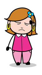 Headache - Retro Cartoon Female Housewife Mom Vector Illustration