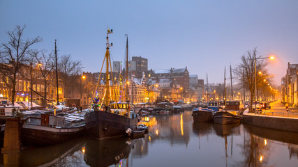 Fototapeta na wymiar Historic ships Noorderhaven Groningen