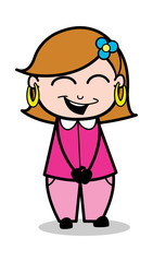 Very Happy - Retro Cartoon Female Housewife Mom Vector Illustration