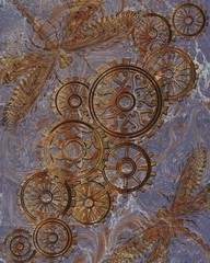Beautiful background with gears in the style of steampunk. Vector illustration.