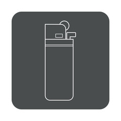 Icono plano lineal mechero en cuadrado color gris