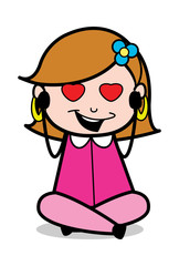 Crazy Love - Retro Cartoon Female Housewife Mom Vector Illustration