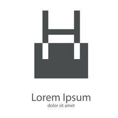 Logotipo letra H mayúscula en cuadrado en espacio negativo en color gris