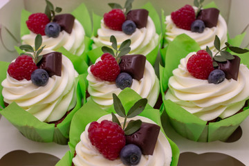cake with fresh berries and cream