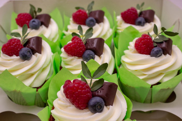 cake with fresh berries and cream