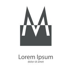 Fototapeta premium Logotipo letra M mayúscula en cuadrado en espacio negativo en color gris