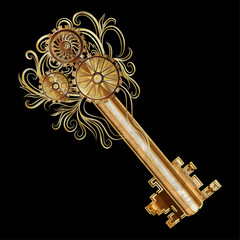 Beautiful background with key in the style of steampunk. Vector illustration.
