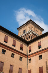 Fototapeta na wymiar tower of Castello Estense, St Mchael's Castle, Ferrara, Italy