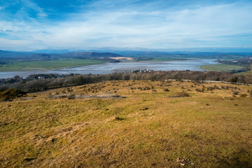 Fototapeta na wymiar A circular walk around Arnside Knott in Lancashire. Arnside Knott is a haven for birds and wildlife with a mixture of Southern and Northern species on the edge of their ranges. 