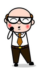 Obraz premium Cheerful - Retro Cartoon Office old Boss Man Vector Illustration