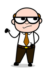 Weird Expression - Retro Cartoon Office old Boss Man Vector Illustration