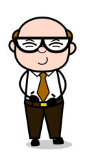 Fototapeta premium Flushed Smiling - Retro Cartoon Office old Boss Man Vector Illustration