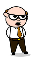 Talking Expression - Retro Cartoon Office old Boss Man Vector Illustration