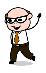 Goodbye Gesture - Retro Cartoon Office old Boss Man Vector Illustration