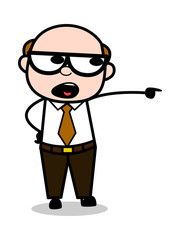 Shouting - Retro Cartoon Office old Boss Man Vector Illustration