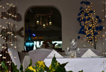 View into open space restaurant.