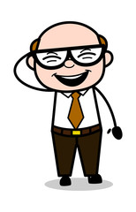 Funny - Retro Cartoon Office old Boss Man Vector Illustration