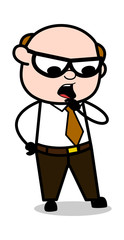 Fumbling - Retro Cartoon Office old Boss Man Vector Illustration